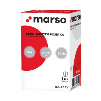 Реле напруги розетка MARSO, М08, 165-265V, 16А, з індикатором, 230V