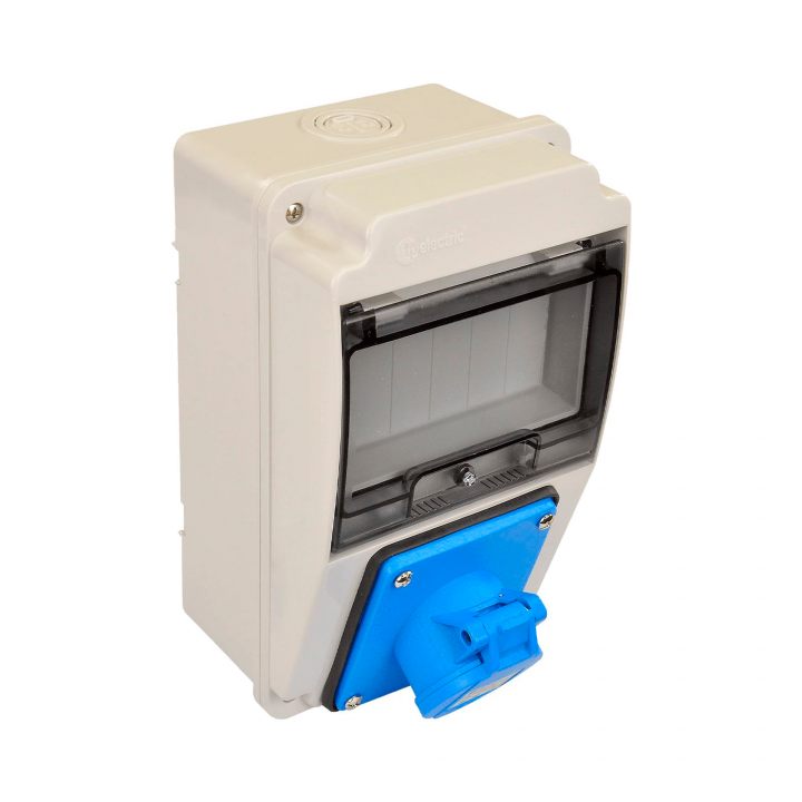 Бокс для автом.вим. 130x220мм з розеткою: силова 32А/3 (3Р), IP44, TP electric