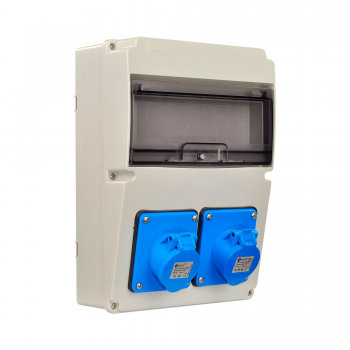 Бокс для автом.вим. 220x300мм з розетками: силова 32А/3 (3Р, 2 шт), IP44, TP electric