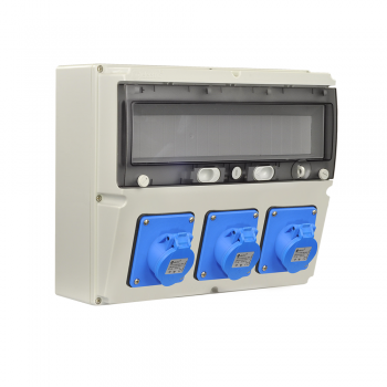 Бокс для автом.вим. 360x300мм з розетками: силова 32А/3 (3Р, 3 шт), IP44, TP electric