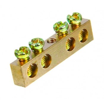 Шина нульова (брусок) 4отв. 6х8х32мм 63А, Mutlusan (014 102 006304)