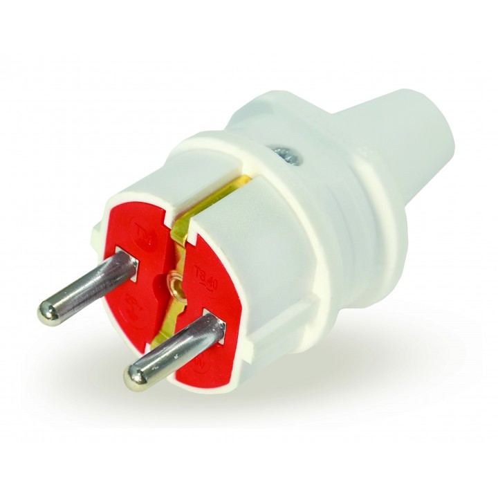 Вилка з/з, 16А, біла, AY-KA, (77 115 00)