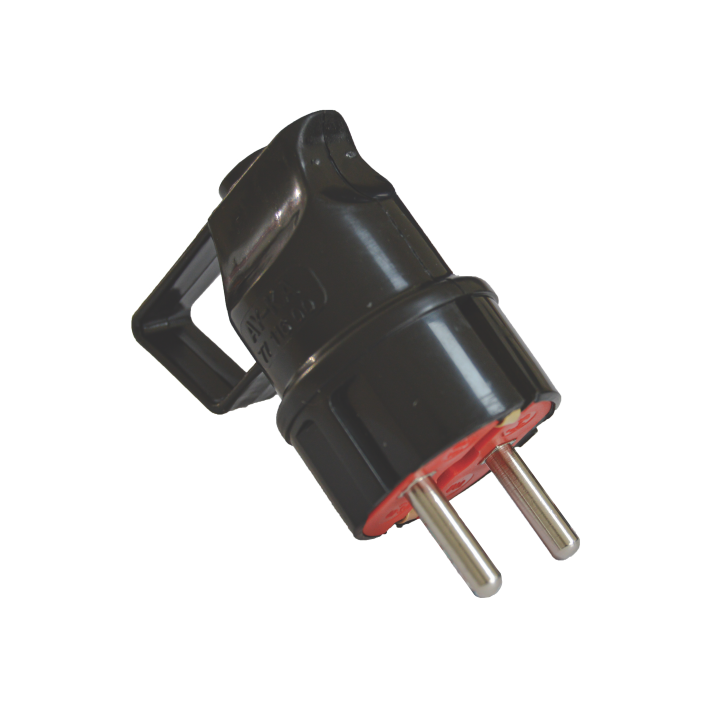 Вилка з/з, 16А, з ручкою, чорна, AY-KA, (79 116 00)