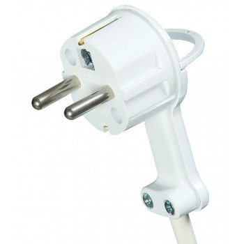 Вилка з/з, кутова, плоска, 16А, "СВІТ-БУД електро", біла (WT-16UP white)