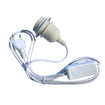 Провід мережевий з патроном Е27, з вилкою, з вимикачем, б/з, ПВС 2 х 0,75 (1,8м), білий