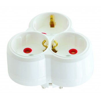 Трійник-розгалужувач з/з, 16А, тип "клевер", білий, AY-KA, (77 130 00)