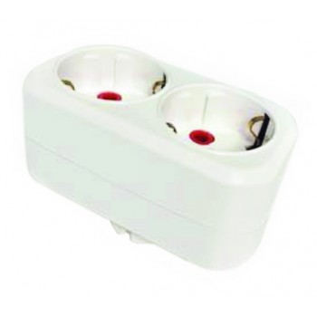 Двійник-розгалужувач з/з, 16А, прямий, білий, AY-KA, (77 120 00)