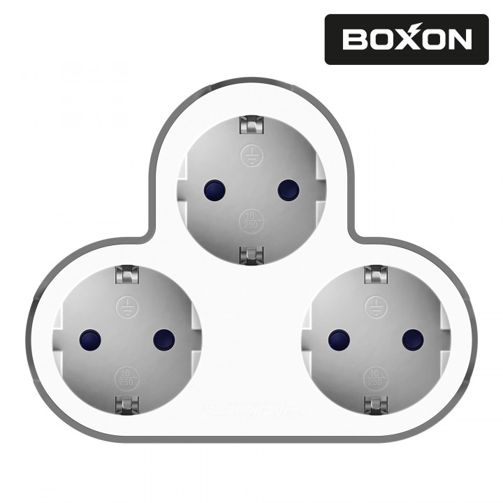 Розгалужувач BOXON, B303, 3 розетки, з/з, 16А, зі шторками, 230V