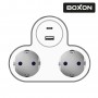 Розгалужувач BOXON, B302USB, 2 розетки, USB: Type-A, Type-C, з/з, 16А, зі шторками, 230V