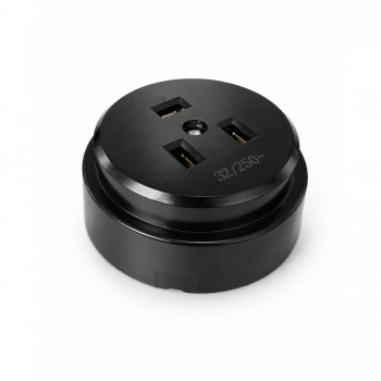 Розетка для духовки, 2Р+Е з/з, зовнішня, бакеліт, чорна, 32A, 230V, MARSO