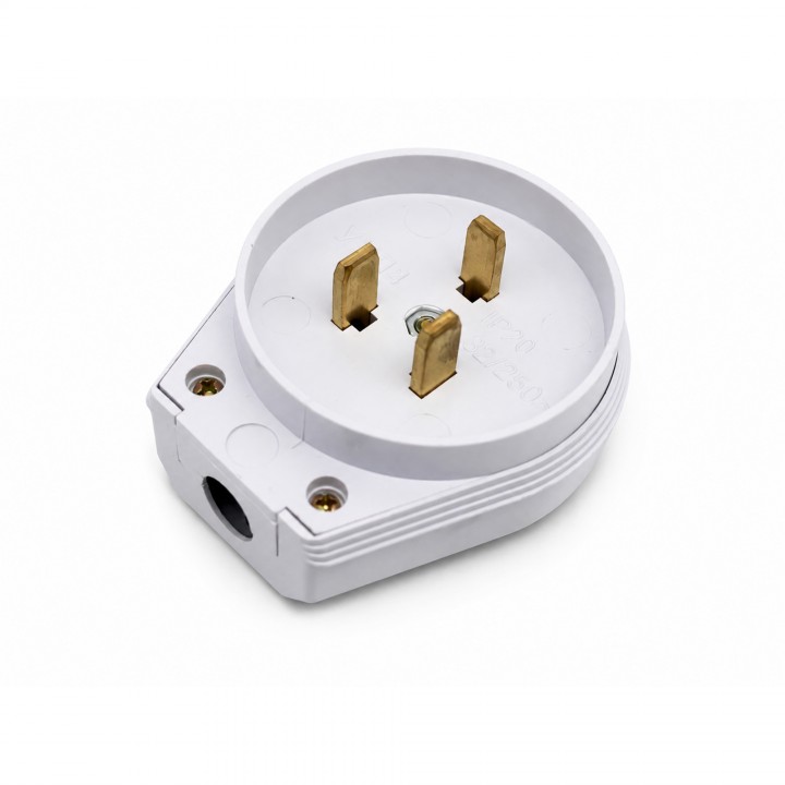 Вилка для духовки, 2Р+Е з/з, зовнішня, ПВХ, біла, 32A, 250V, MARSO