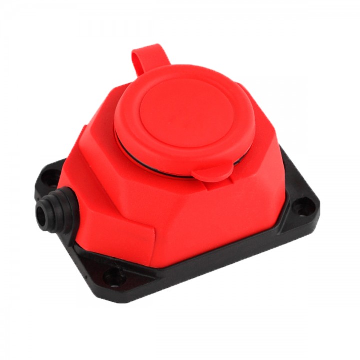 Розетка настінна з/з, 16А, каучук,  червона, (IP44), AY-KA, (55 100 01)