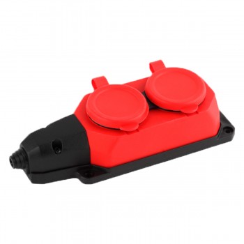 Колодка 2 гнізда з/з, 16А, каучук, червона, (IP44), AY-KA, (55 200 01)