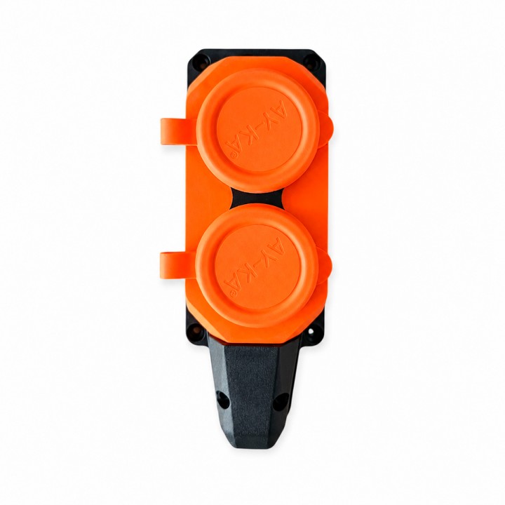 Колодка 2 гнізда з/з, 16А, каучук, помаранчева, (IP44), AY-KA, (55 200 04)