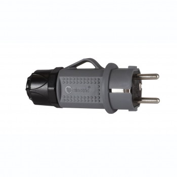 Вилка пряма з/з, 16А,  сіра (IP44), TP electric (3101-700-0600)
