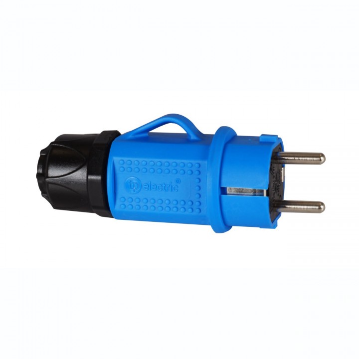 Вилка пряма з/з, 16А,  синя(IP44), TP electric (3101-700-0900)