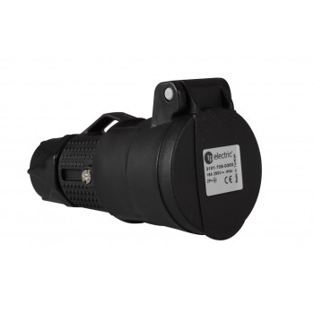 Розетка з/з, 16А,  чорна, (IP44),  TP electric (3101-705-0300)