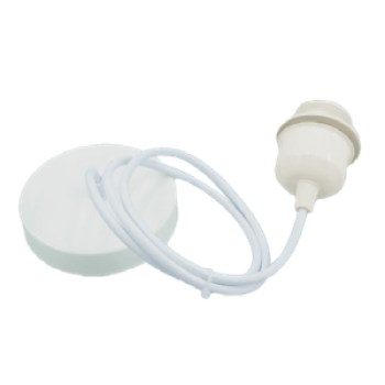 Патрон підвісний люстровий Е27, металева основа, білий, провід 1м