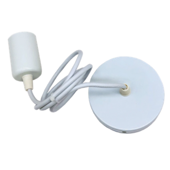 Патрон підвісний для лампи Е27, металева основа, білий, провід 1м