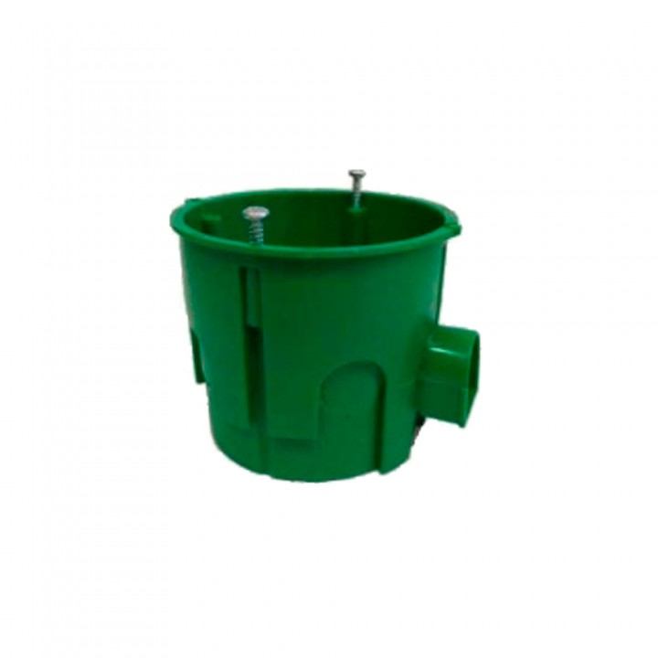 Коробка д/уст. розеток/вимик., бетон/цегла, D68, h 60мм, "е", наборна, зелена