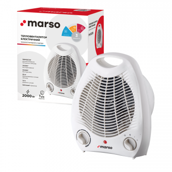 Тепловентил-р х/г повітря MARSO M-501B, 1000/2000W, 20м3, термостат, 3 реж., антиперекид., світ.інд.