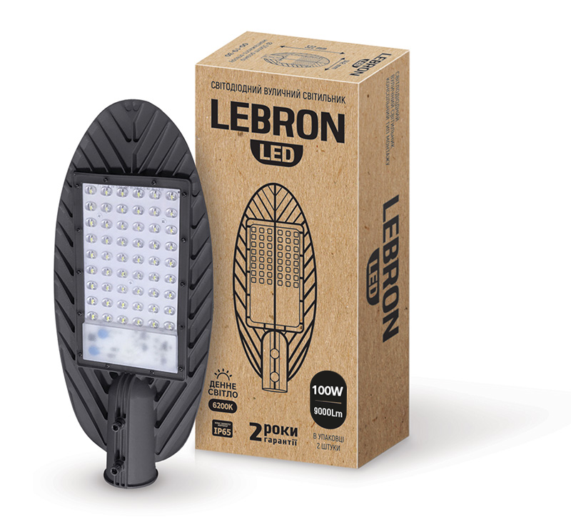LED світильник LEBRON L‑SL 100 Вт, консольний, SMD, 6200 K, 9000 лм, IP65