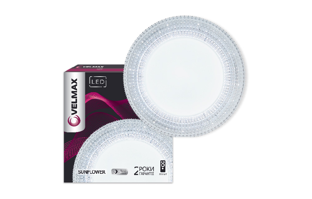 LED світильник VELMAX V-CL-SUNFLOWER, max 70W, 2700K-6500K, пульт, батарейки 2шт, кріплення, 230V