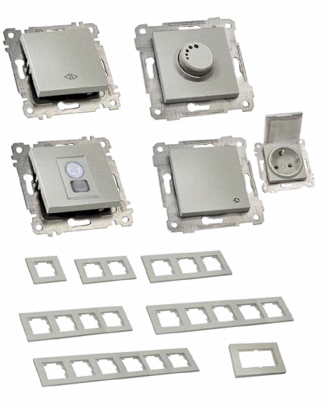 Механізм вимикача 1 кл, прохідний, з світл інд., 10А, RITA, Mutlusan, "срібло", (2200 416 0182)