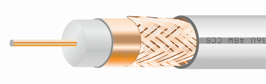 Кабель MARSO коаксіальний TV RG6U, Cu, 48W обмед., 75 Ом, білий