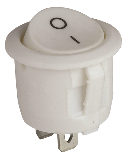 Клавішний перемикач 1 клав. 6А, круглий, 20мм, білий ON-OFF, 2 контакта