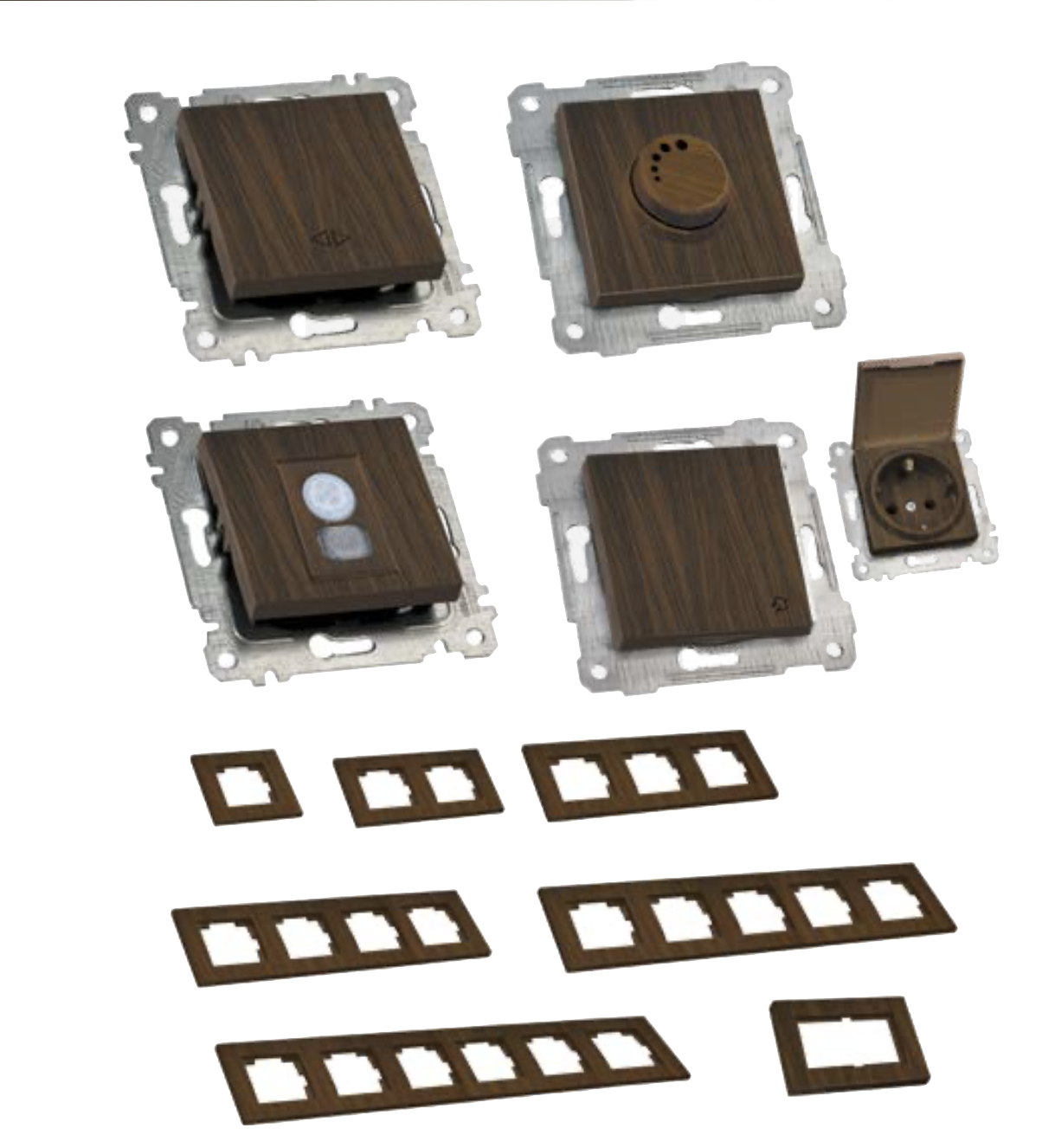 Механізм розетки подвійної, з/з, в 1 коробку, 16А, RITA, Mutlusan, "горіх", (2200 202 0257)