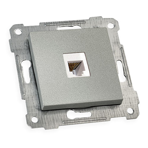 Механізм розетки 1гн телефонної, RITA, Mutlusan, "срібло", (2200 125 0182)