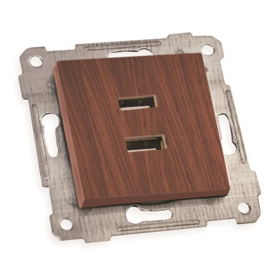 Механізм розетки 2гн USB горизонтальної, RITA, Mutlusan, "вишня" (2200 449 0156)