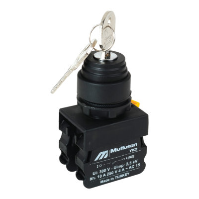 Кнопка-перемикач з ключем 2 позиції, 10 А, Mutlusan, (010 090 030007)
