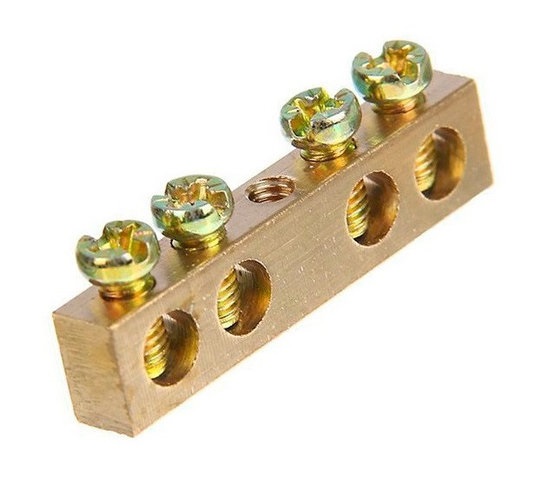 Шина нульова (брусок) 6отв. 6х8х44мм 63А, Mutlusan (014 102 006306)