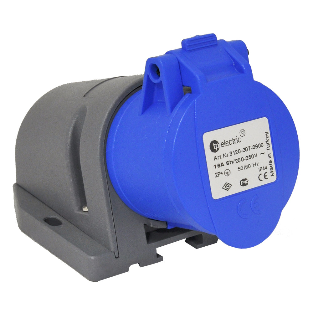 Розетка силова настінна 16А/3 (2Р+РЕ) IP44, TP electric (3120-307-0900)