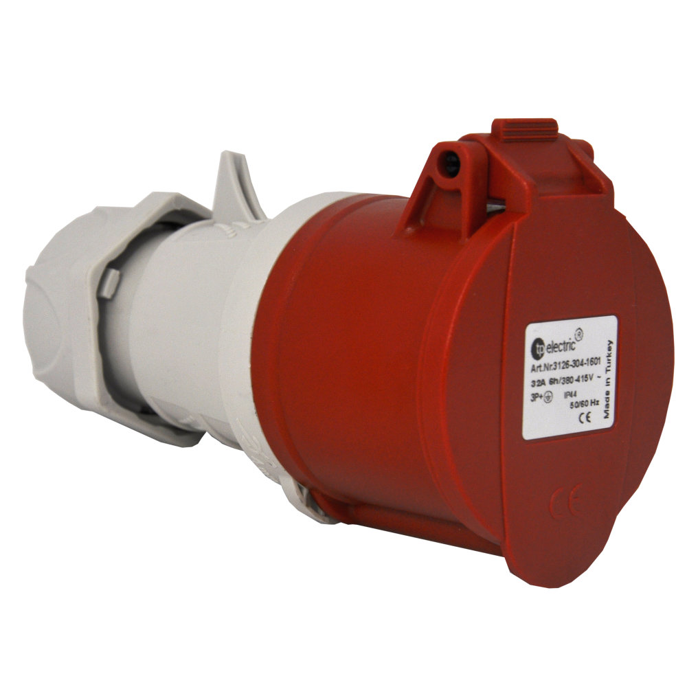 Розетка силова 16А/4 (3Р+РЕ) IP44, TP electric (3122-304-1601)