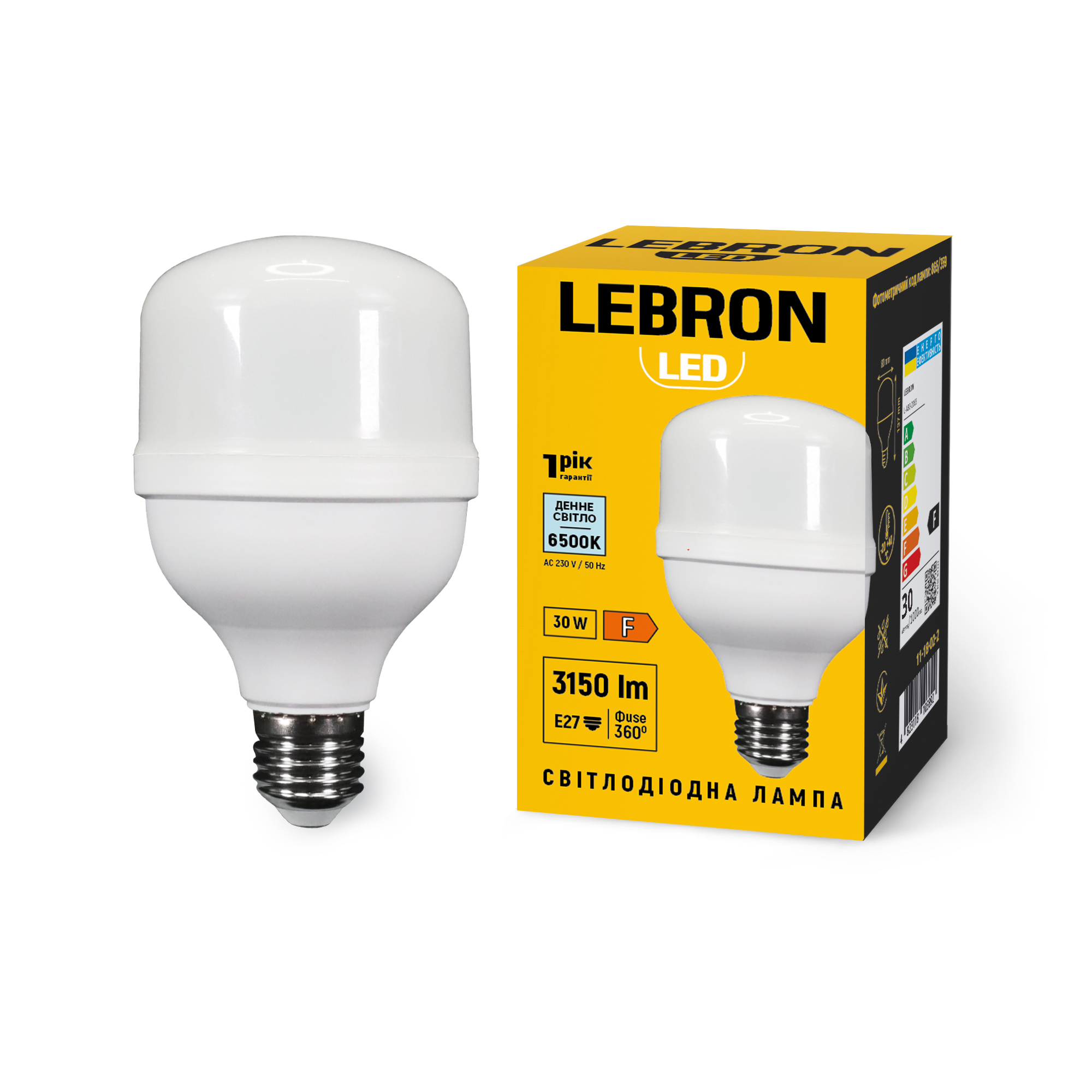 LED лампа LEBRON L-A100-3065, 30W, Е27, 6500K, 230V