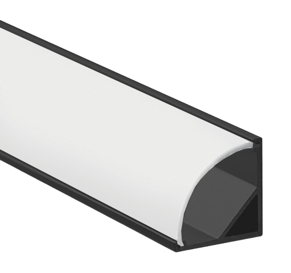 Профіль алюмінієвий  (чорний) LEBRON L-SP світлодіодний кутовий, матова лінза (комплект ) 2 м
