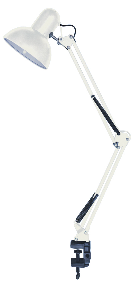 Лампа настільна телескопічна LEBRON L-TL-Tel-LONG, E27, 40W, струбцина, біла