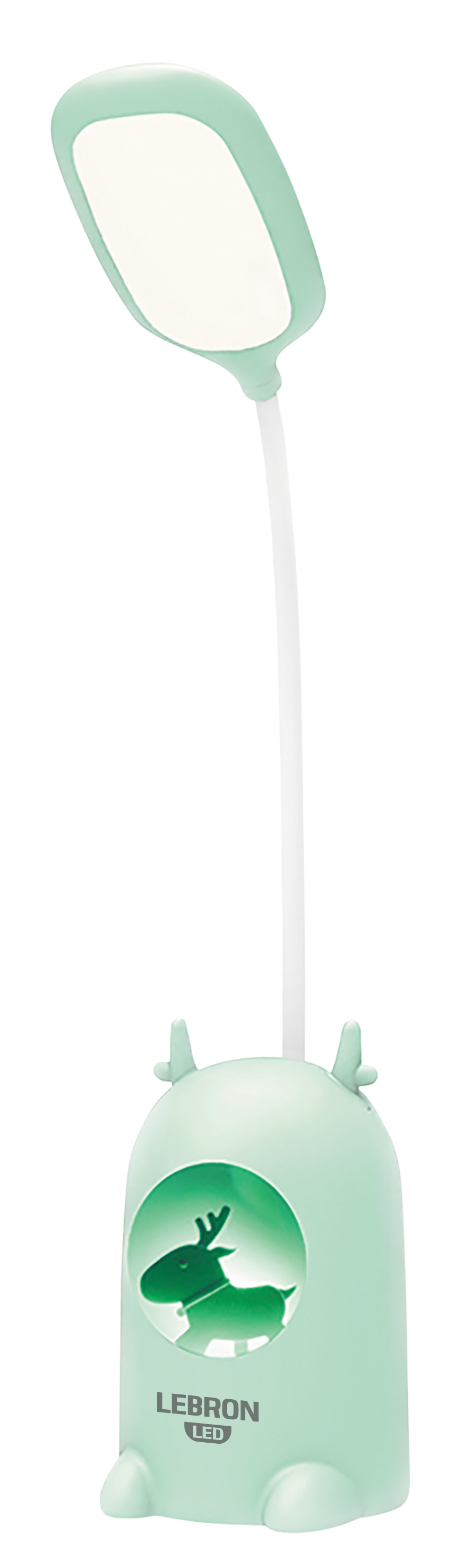 LED лампа настільна LEBRON L-TL-L-58, 4W, 4100K, Li-ion 1200mAh, зелена, USB