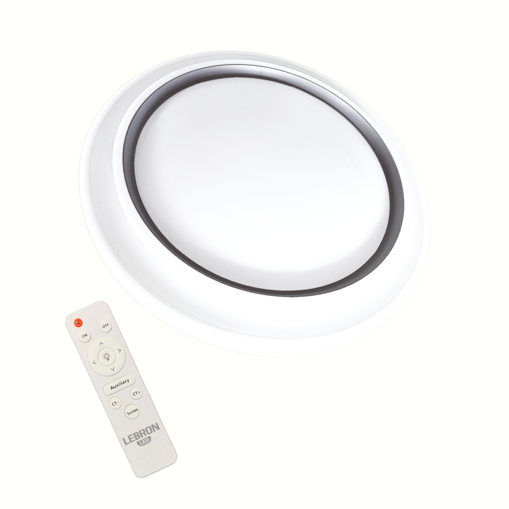 LED світильник LEBRON L-CL-Moon-Milky-RWh-Gr, max 36Wx2, 3000-6500K, пульт, батарейки 2шт, 230V