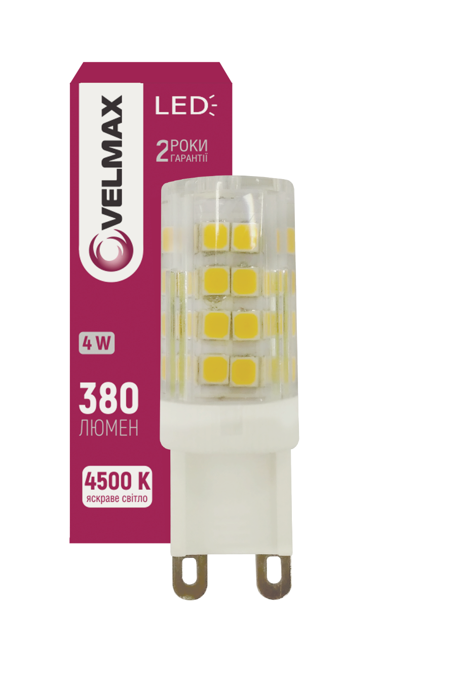 LED лампа VELMAX V-G9, 4W, G9, 4500K, 380Lm, кут 360°