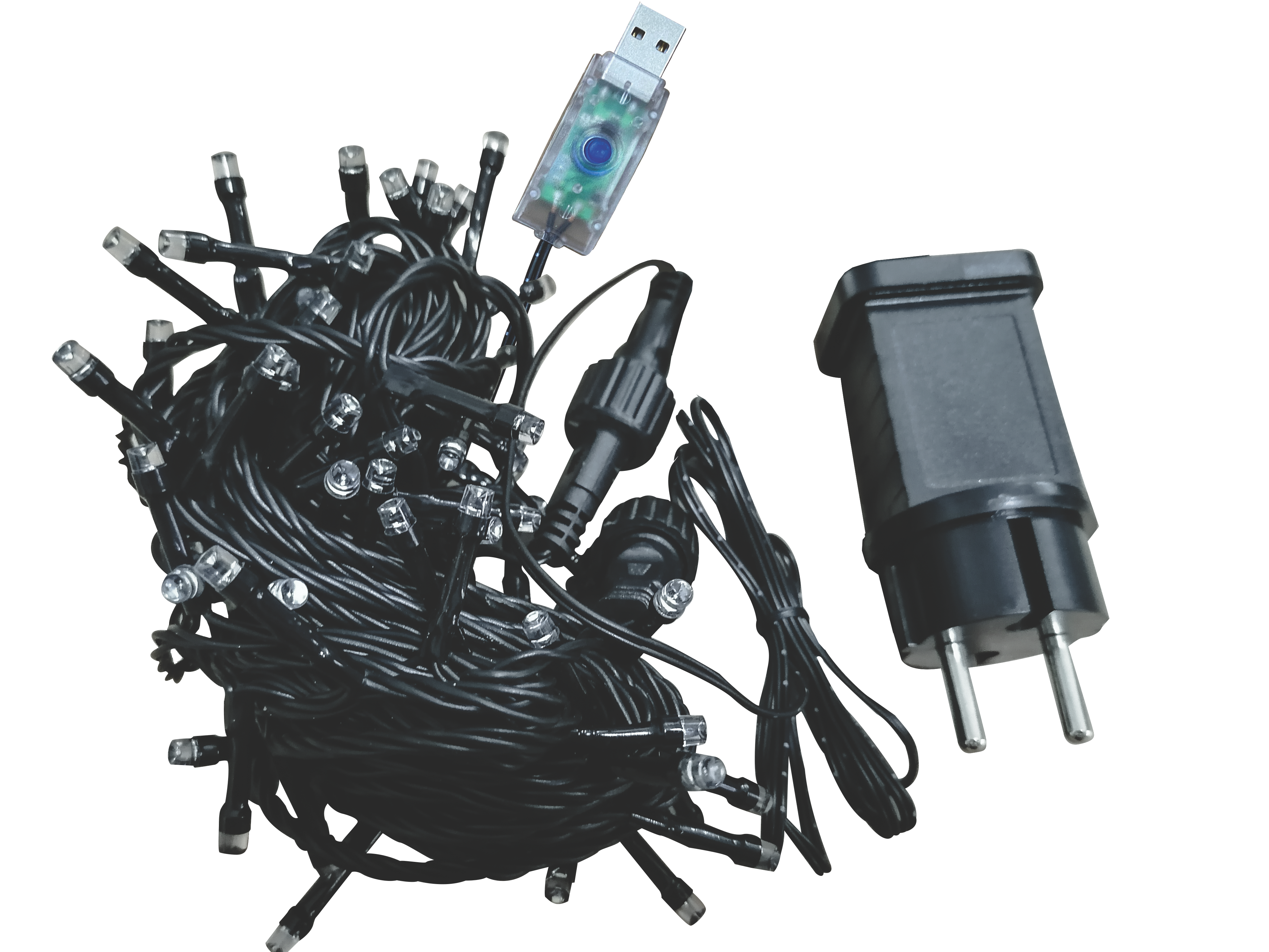 LED гірлянда VELMAX V-SSL, лінійна 10м, 100LED, RGB, USB, чорний кабель, IP65