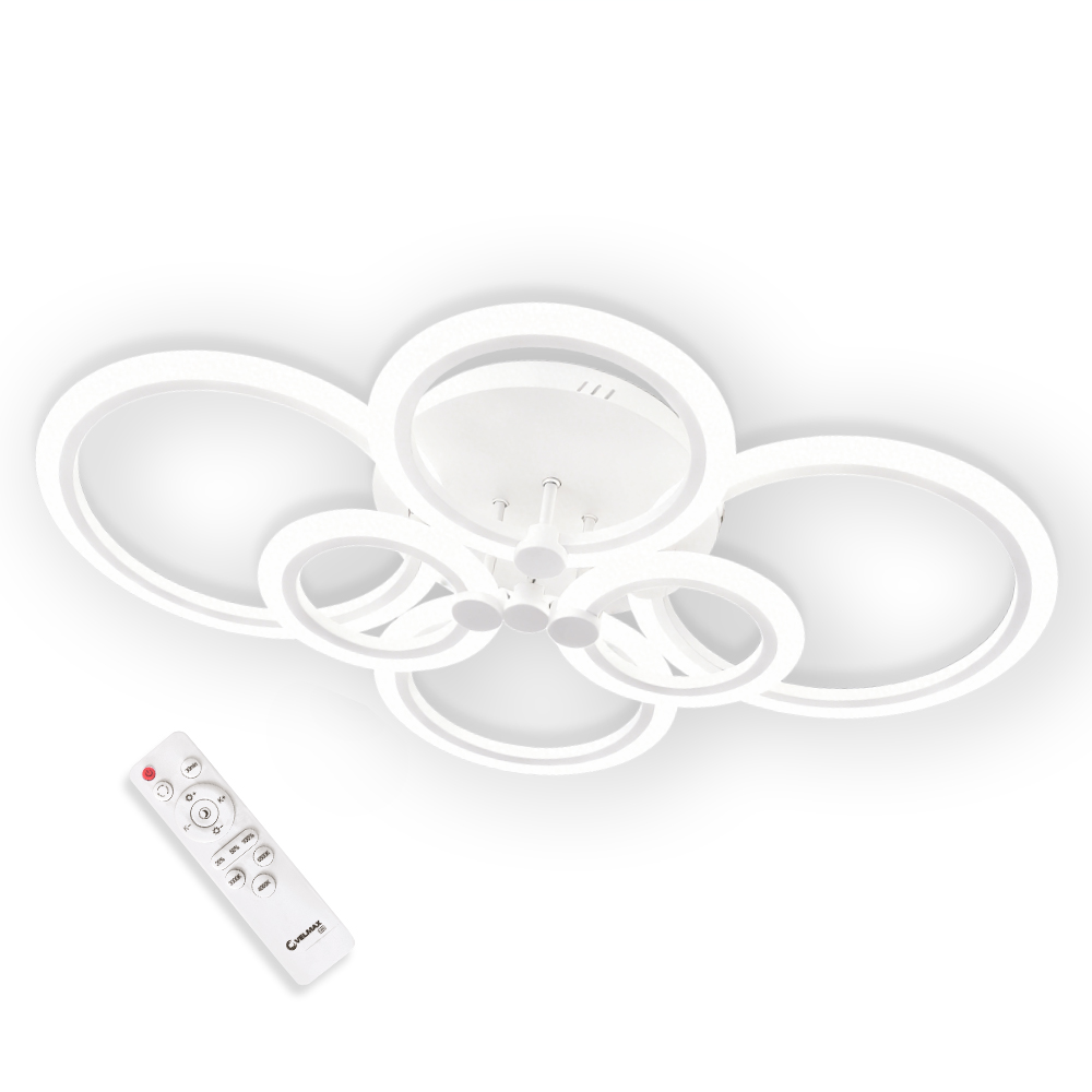 LED світильник VELMAX V-CL-NAOMI-R-120SWh, max 120W, 3000K-6500K, пульт, блок живлення, білий, 230V