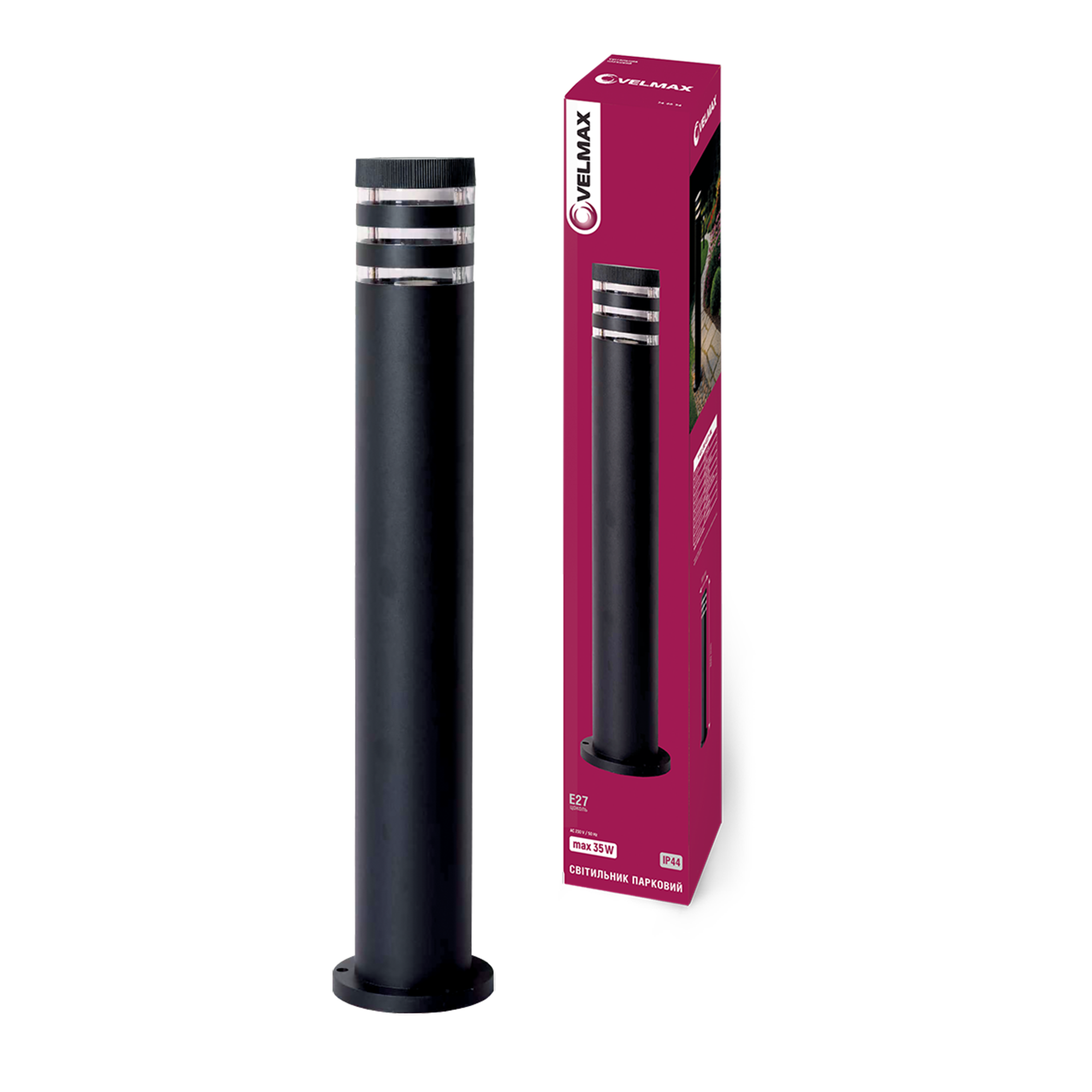 Світильник VELMAX V-GL-56, max 35W, E27, 230V, IP44, 800мм, круглий