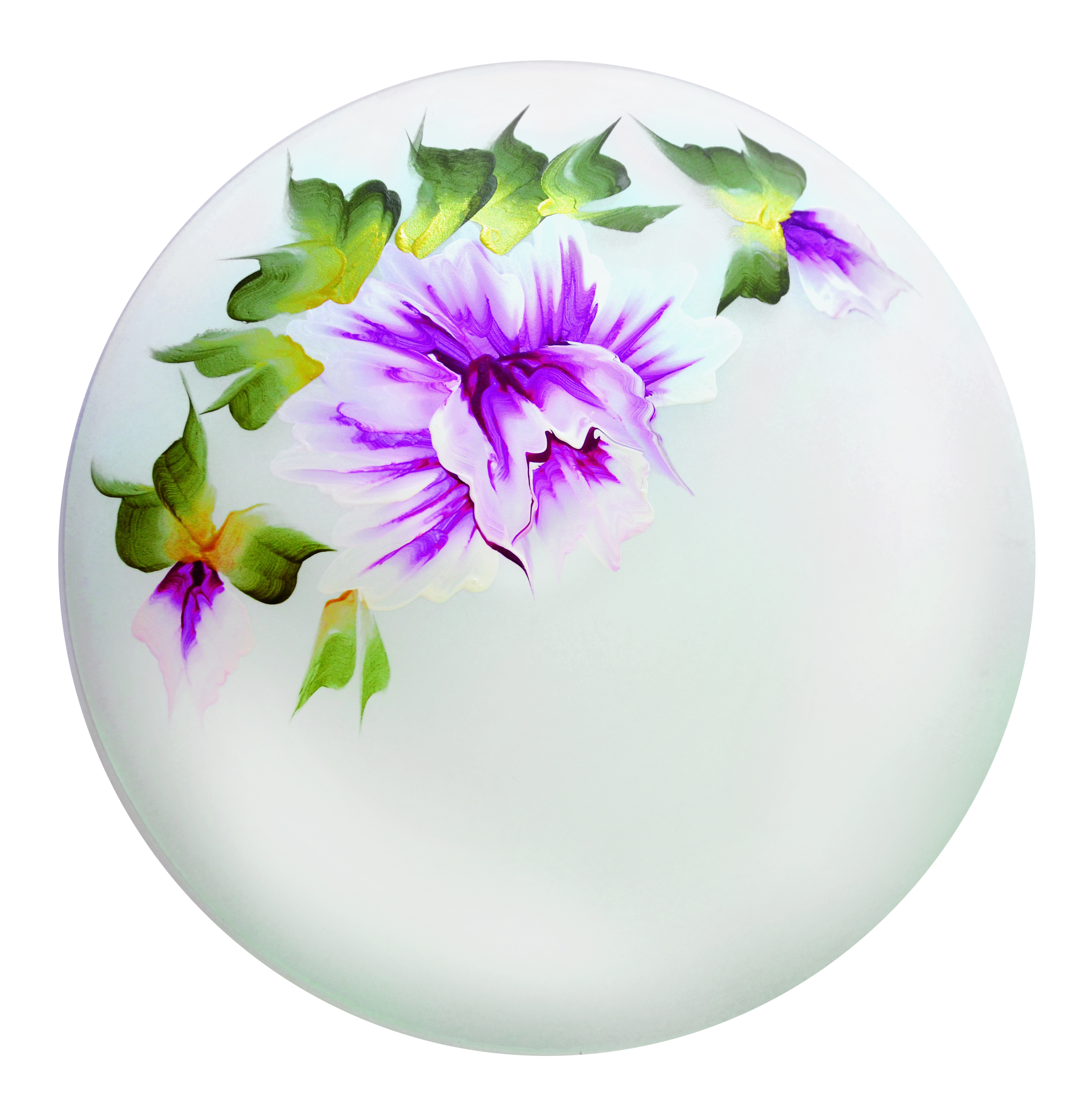 Світильник, скло-метал, Е27, 60W, 250х90мм, IP20, білий/квіти, круглий, 37SV-01 рожевий