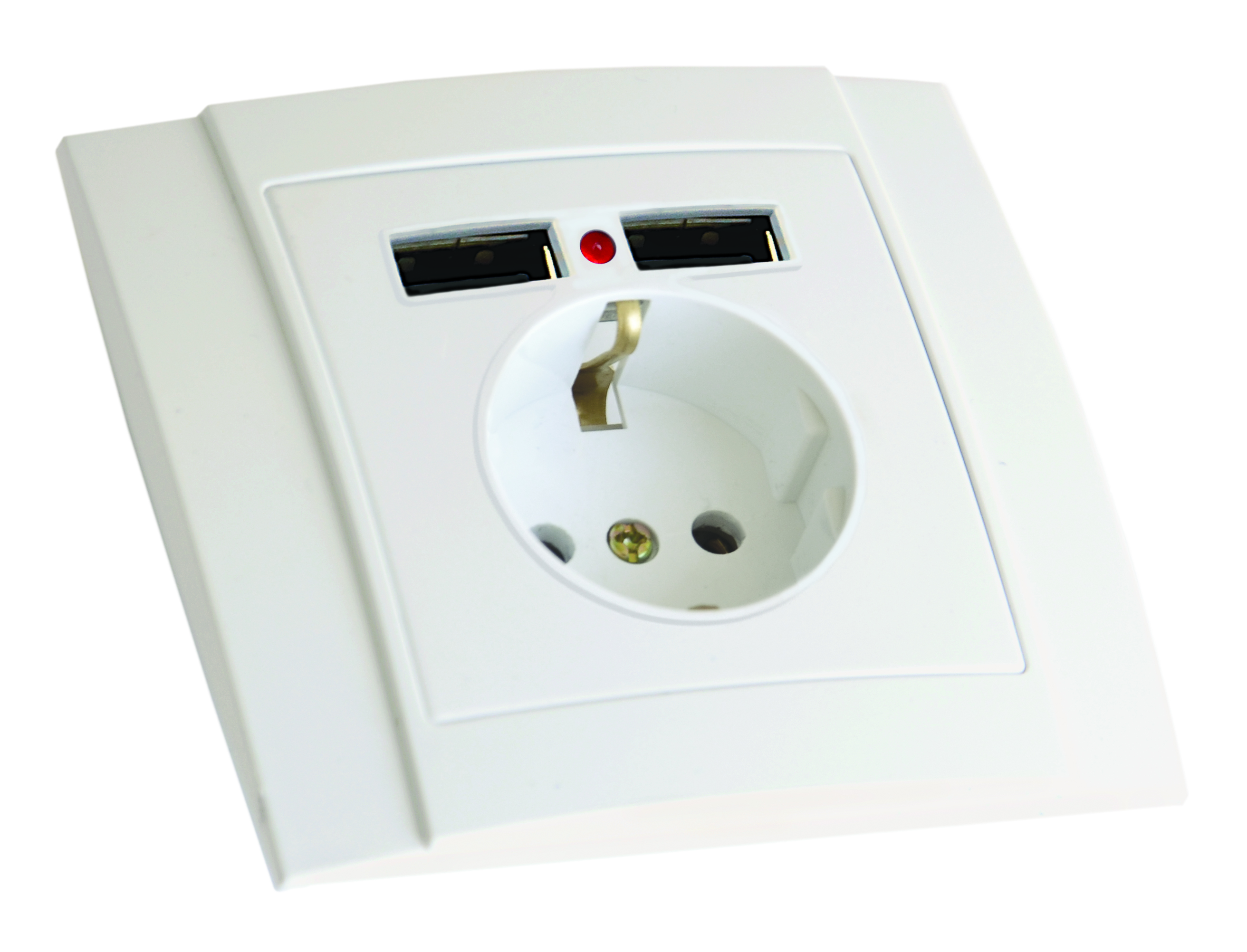 Розетка з/з, зі шторками, 16А та 2 гнізда USB 2,1А, "Lara"