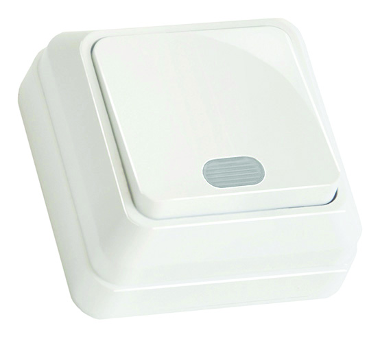 Вимикач 1 кл, 10А, з світл. біл. індикатором (Б), "Julia"