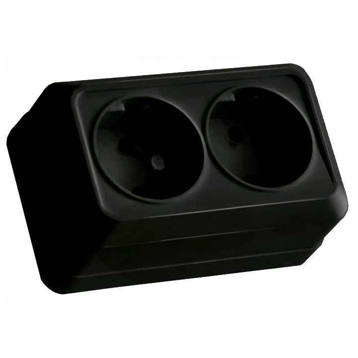 Розетка 2 гнізда, б/з, 16А, "Julia", чорна